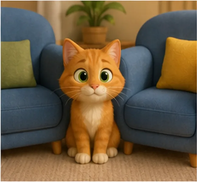between the two chairs