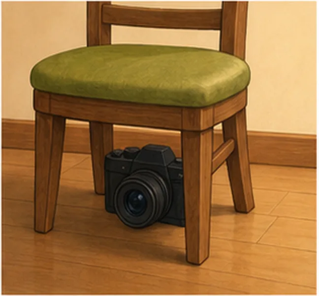 the camera under the chair