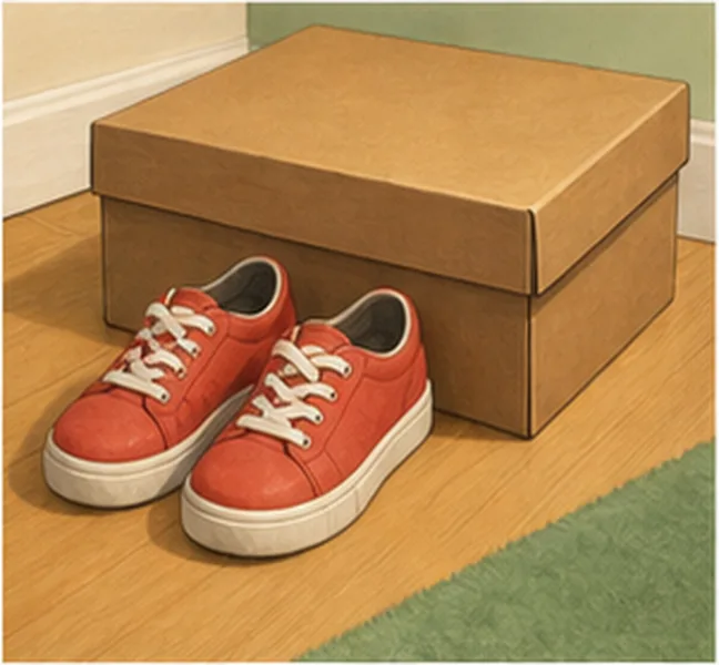 in front of the box