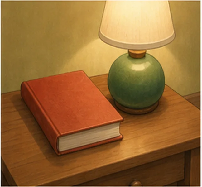 next to the lamp