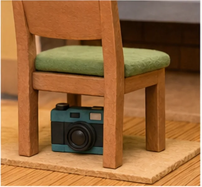 the camera under the chair