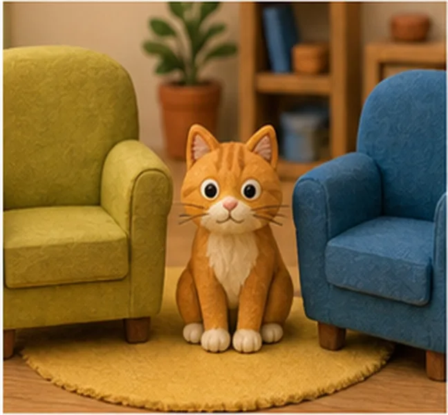 between the two chairs
