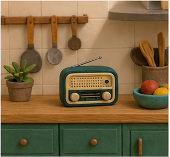 the radio in the kitchen