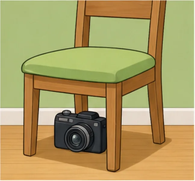 the camera under the chair