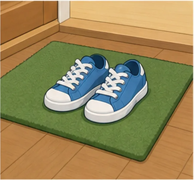 the shoes on the mat