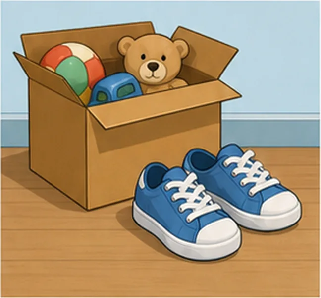 in front of the box