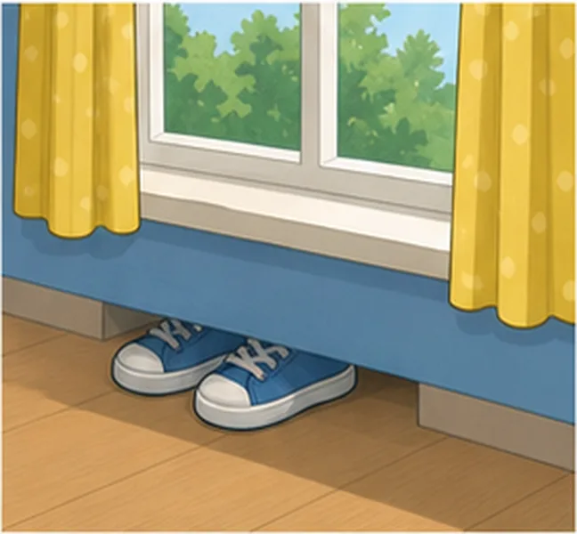 the shoes under the window