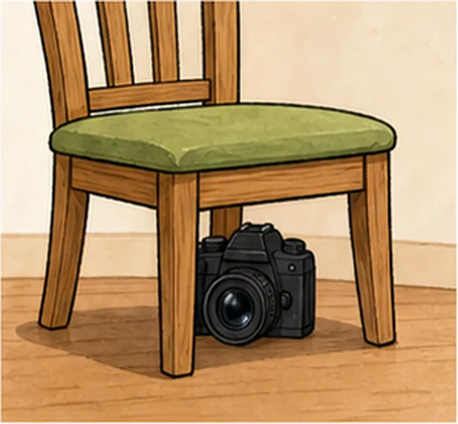 the camera under the chair