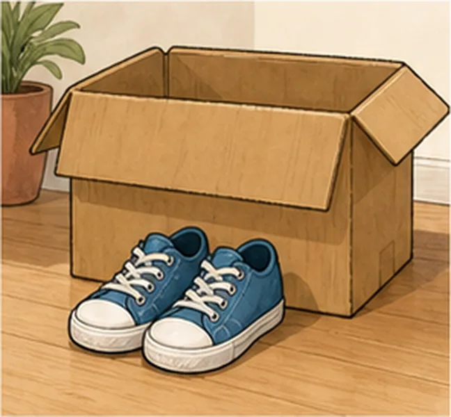 in front of the box