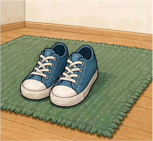 the shoes on the mat