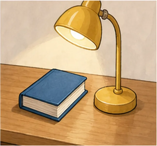 next to the lamp