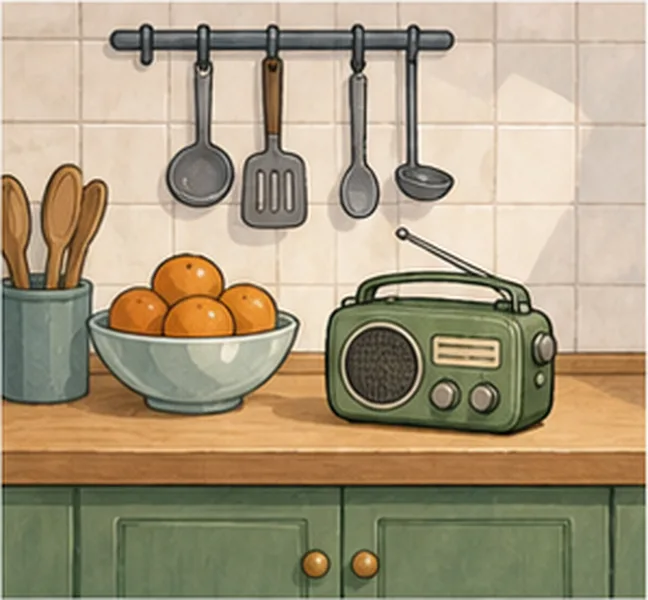 the radio in the kitchen