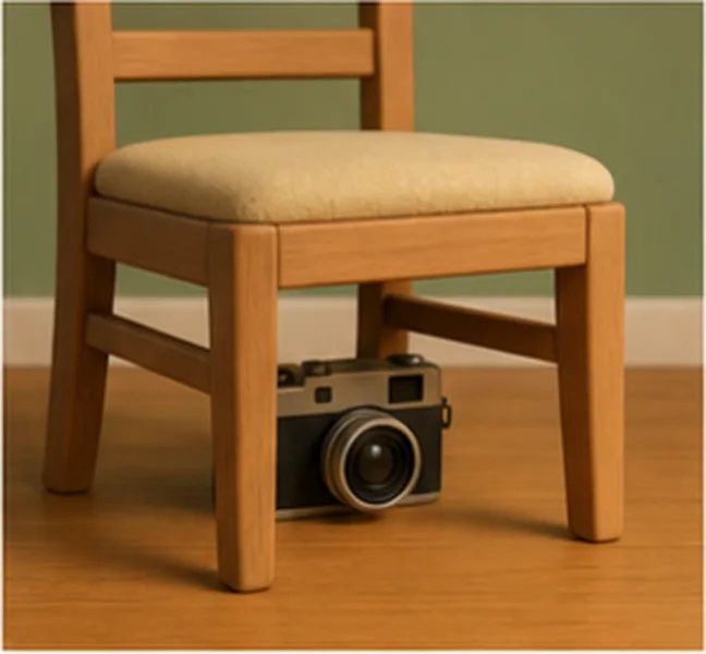 the camera under the chair