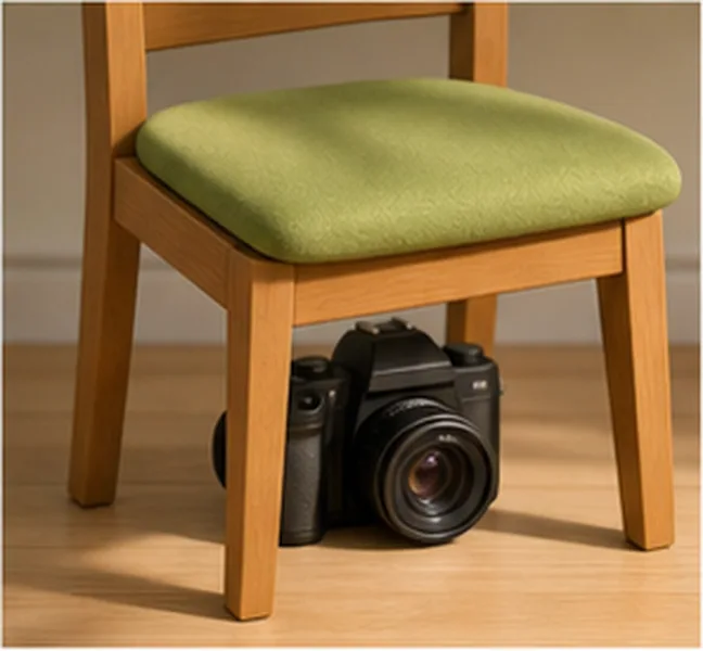the camera under the chair