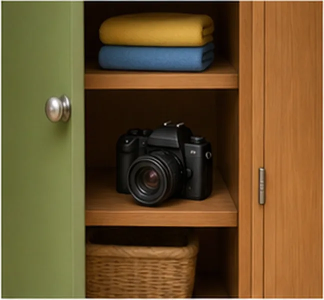 the camera in the cupboard