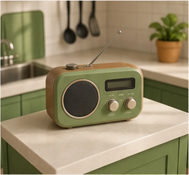 the radio in the kitchen