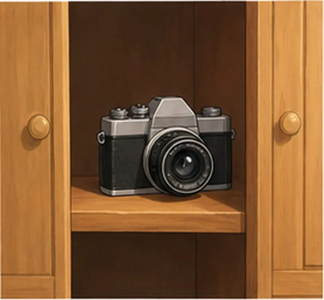 the camera in the cupboard