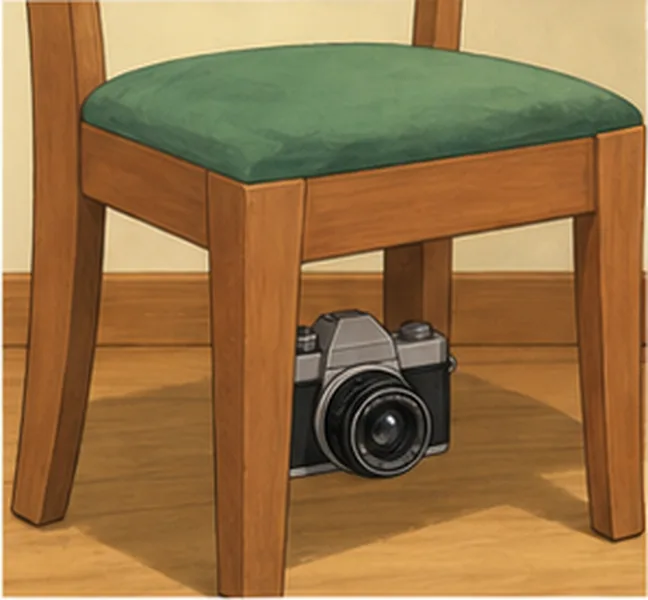 the camera under the chair