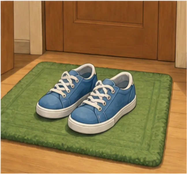 the shoes on the mat