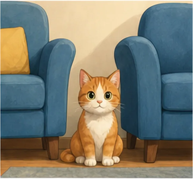 between the two chairs