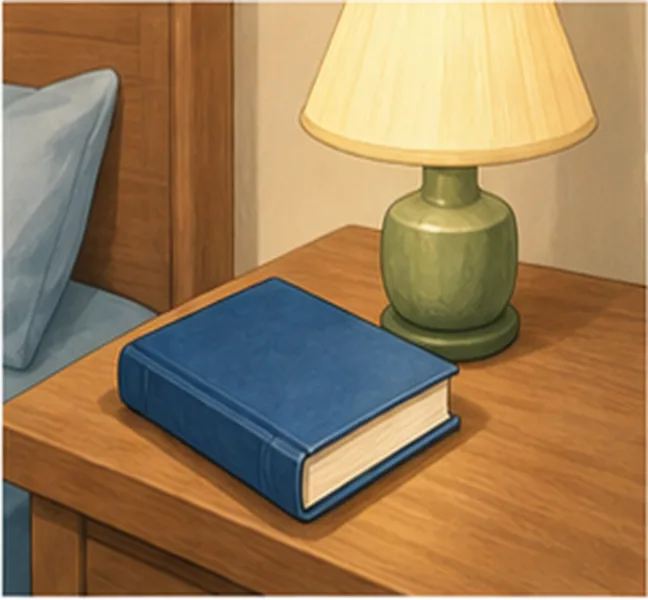 next to the lamp