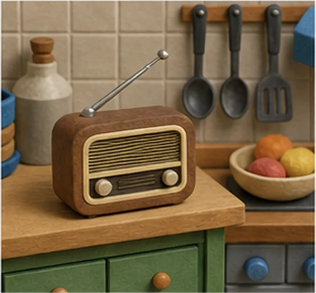 the radio in the kitchen