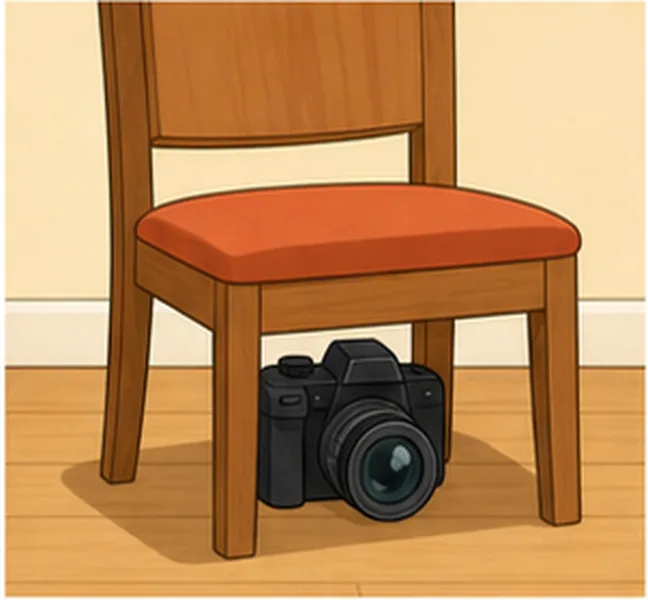 the camera under the chair