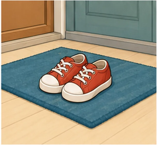 the shoes on the mat