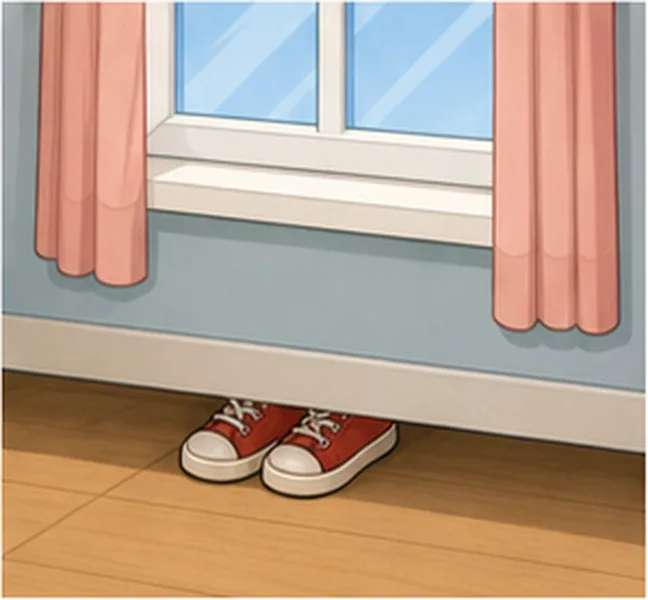 the shoes under the window
