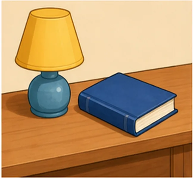 next to the lamp