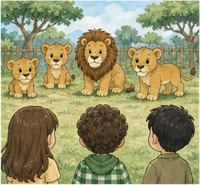 the children see five lions