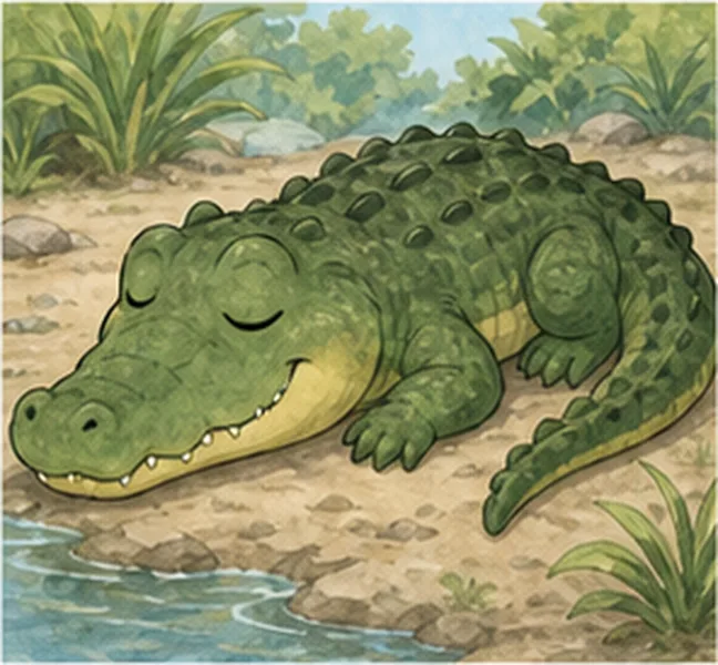 the crocodile sleeping