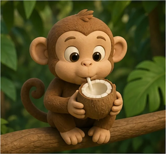 the monkey next to Grace eating a coconut