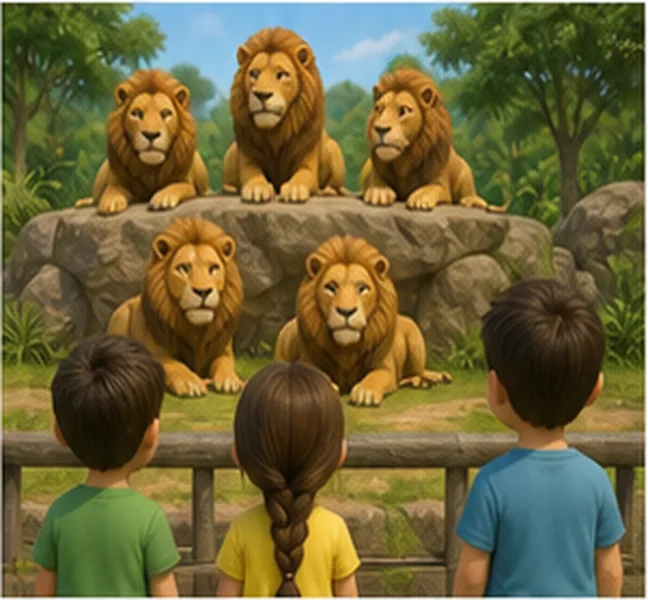 the children see five lions