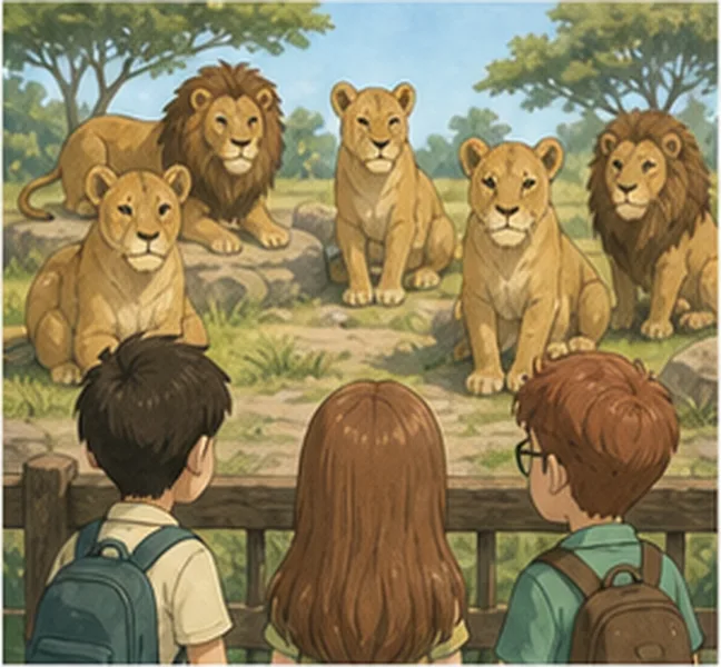 the children see five lions