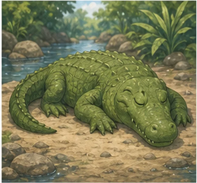 the crocodile sleeping