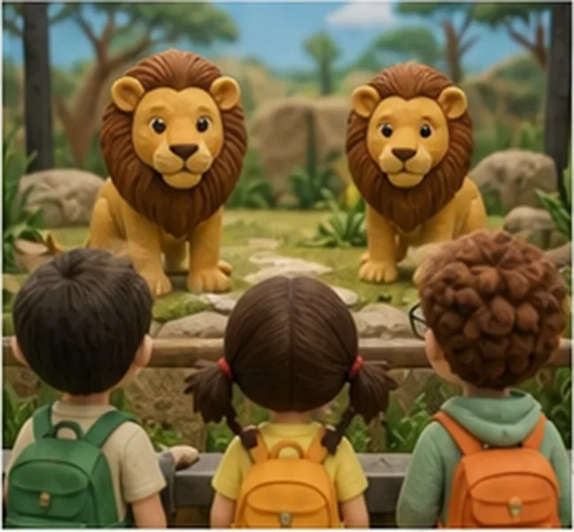 the children see two lions