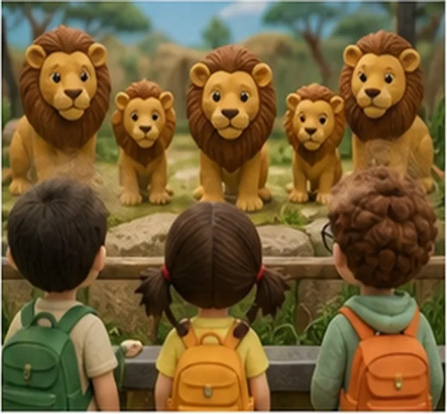 the children see five lions