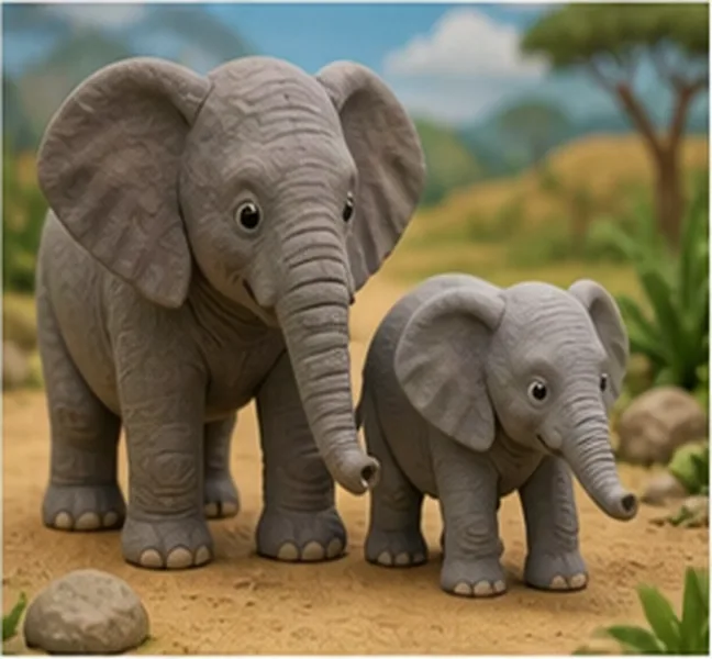 the elephant walking with its baby