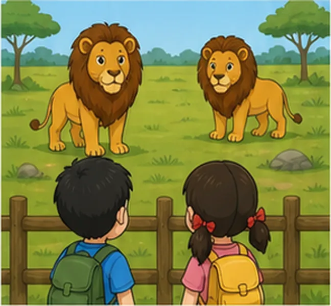 the children see two lions