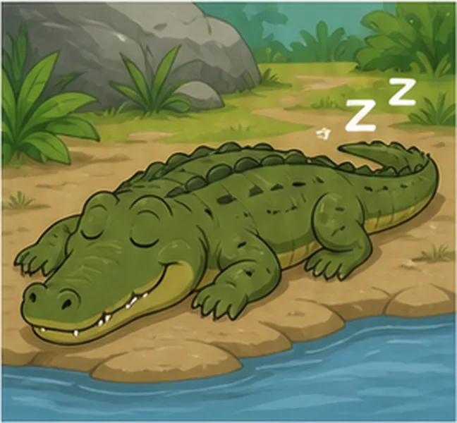 the crocodile sleeping