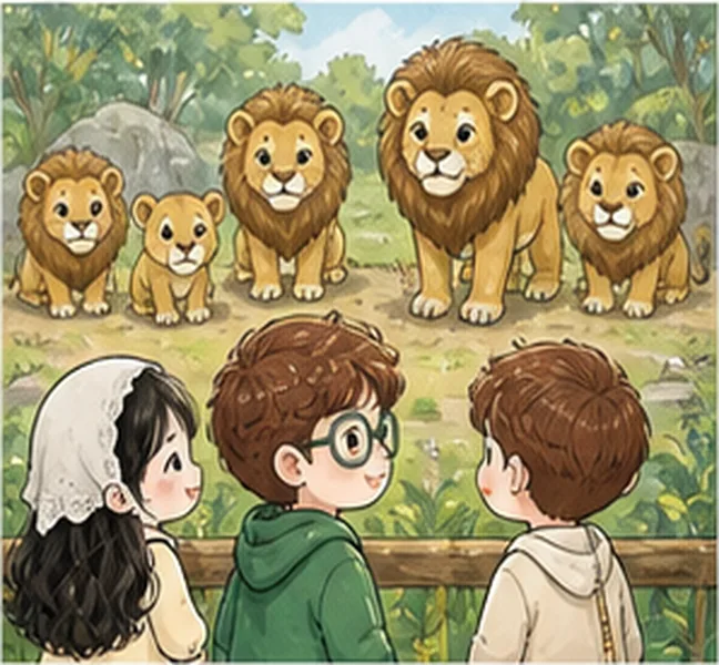 the children see five lions