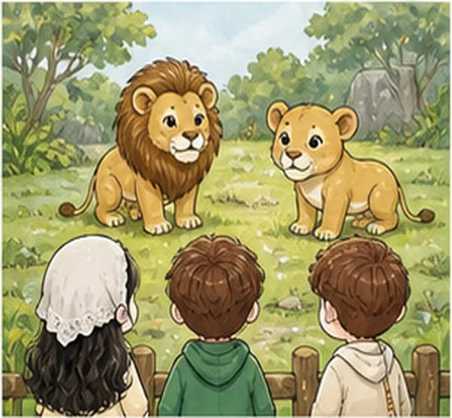 the children see two lions