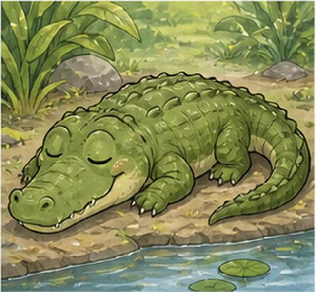 the crocodile sleeping