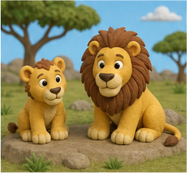 the children see two lions