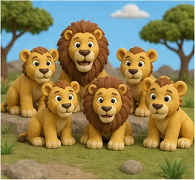 the children see five lions