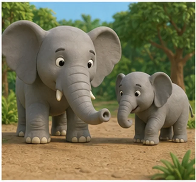 the elephant walking with its baby