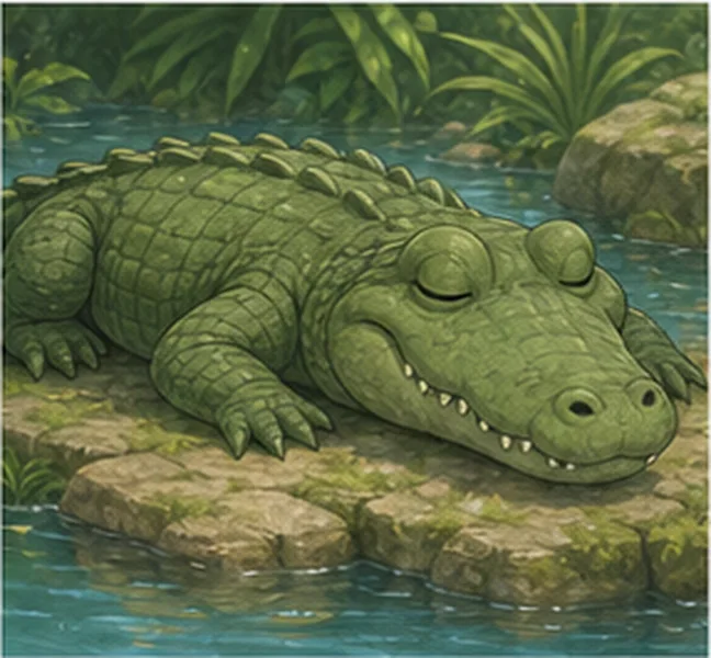 the crocodile sleeping
