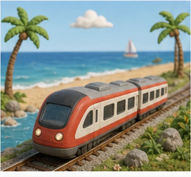 the train going to the beach