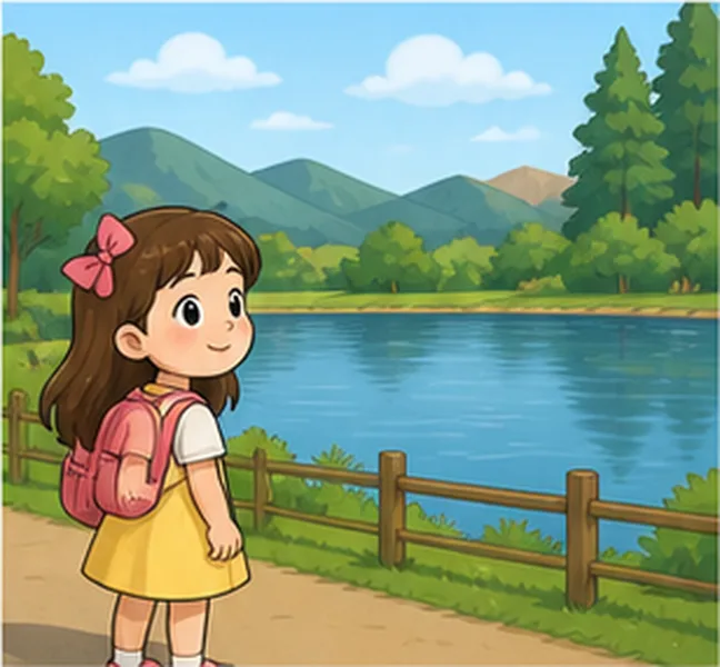Lily going to the lake